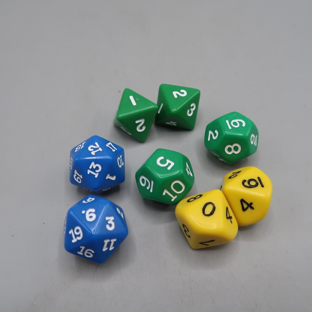 Polyhedral‎ Dice Set Lot (8) D&D RPG Gaming Multi Sided Various Colors
